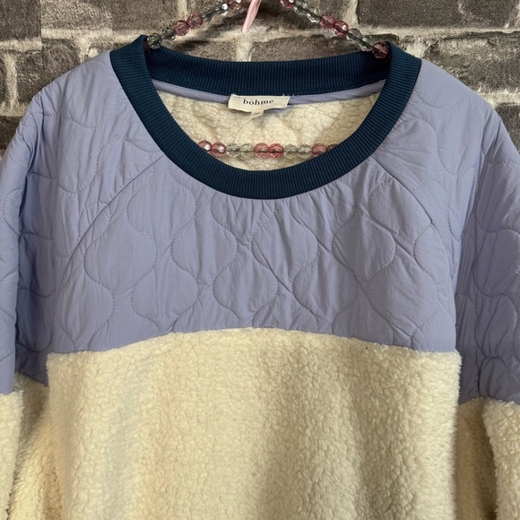 Bohme KYLAN CONTRAST PULLOVER Sherpa fleece cream purple oversized sweater - Picture 4 of 12